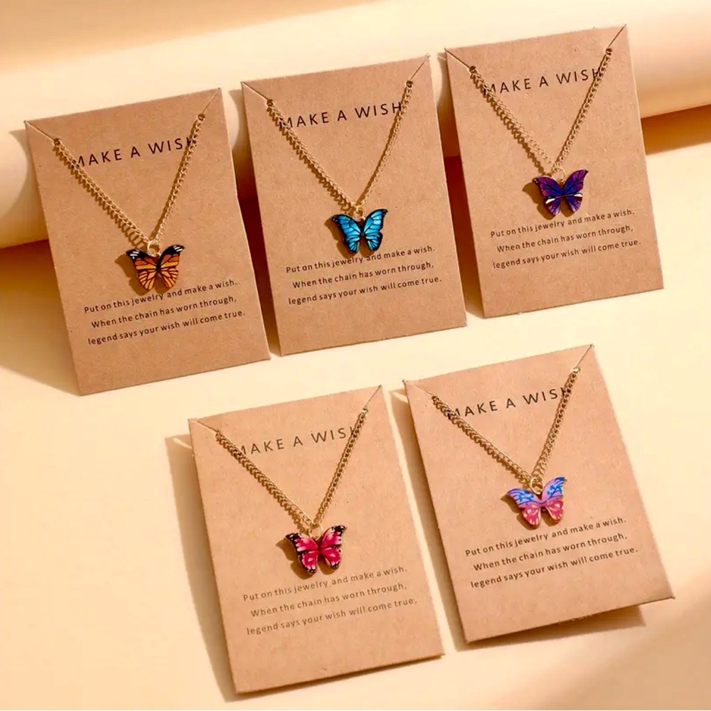 Colorful Butterfly Pendants Y2K Simple Stylish Necklaces